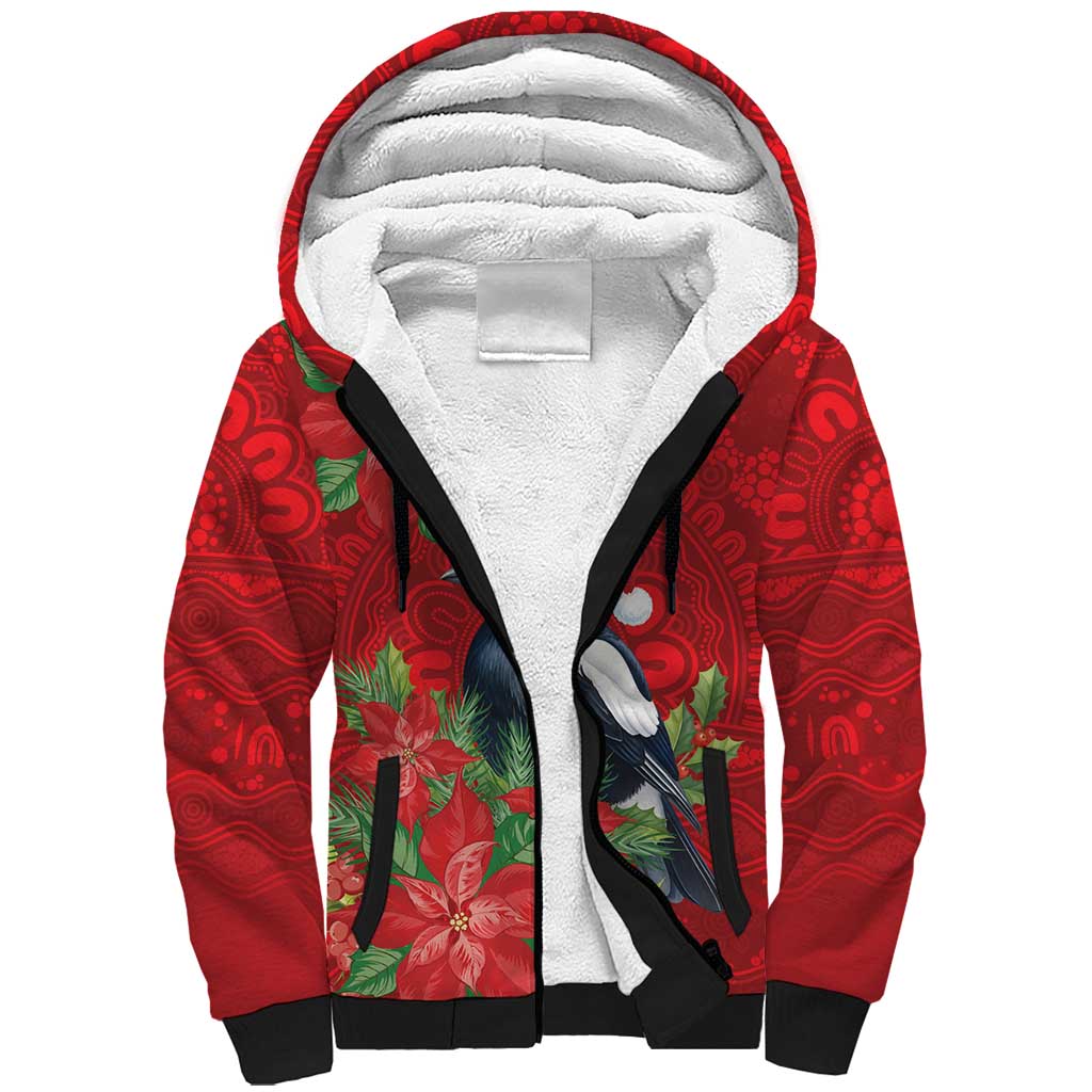 Australian Magpie Sherpa Hoodie Aboriginal Inspired Christmas - Aussie Hoodie