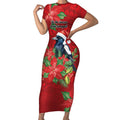 Australian Magpie Short Sleeve Bodycon Dress Aboriginal Inspired Christmas - Aussie Hoodie