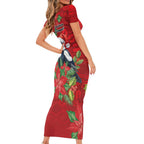 Australian Magpie Short Sleeve Bodycon Dress Aboriginal Inspired Christmas - Aussie Hoodie