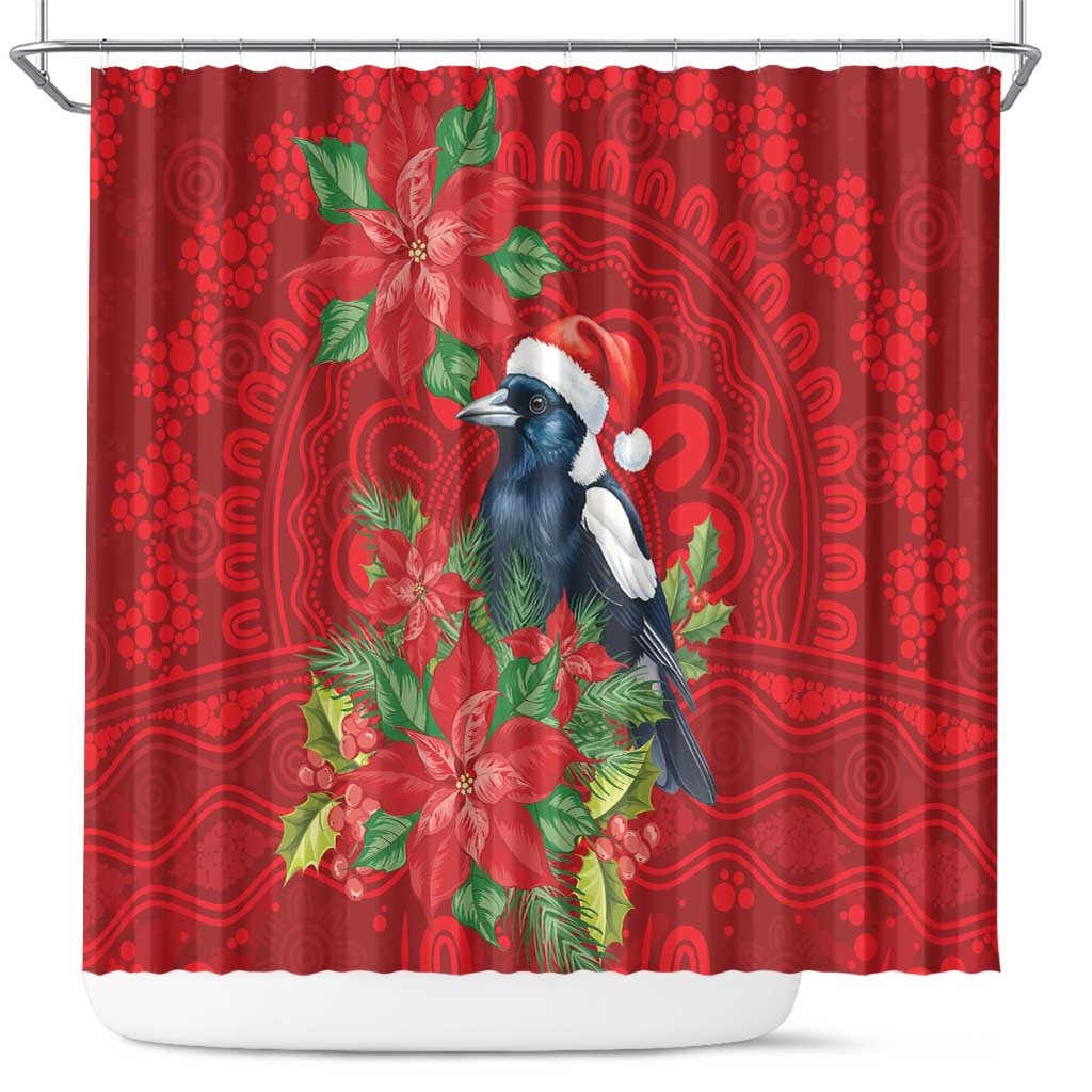 Australian Magpie Shower Curtain Aboriginal Inspired Christmas - Aussie Hoodie