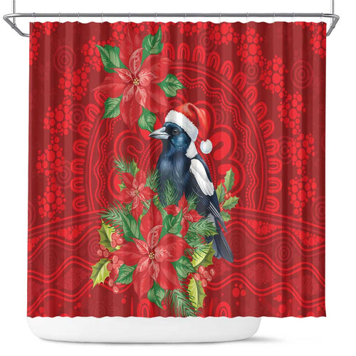 Australian Magpie Shower Curtain Aboriginal Inspired Christmas - Aussie Hoodie