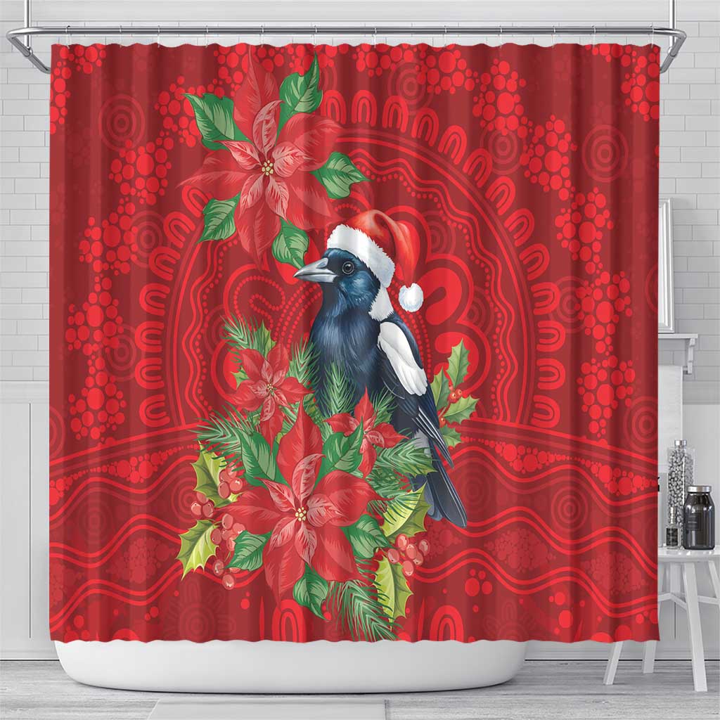 Australian Magpie Shower Curtain Aboriginal Inspired Christmas - Aussie Hoodie