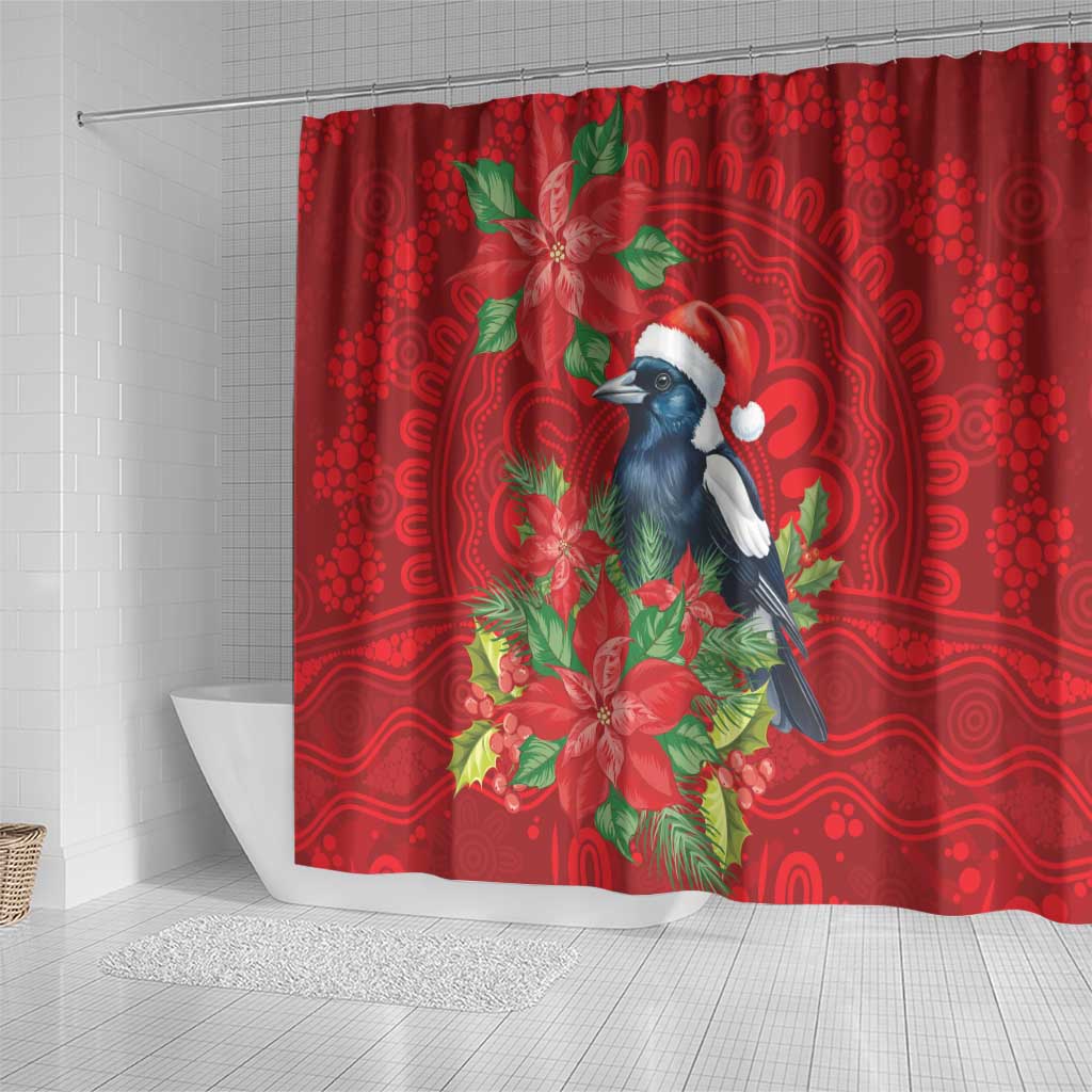 Australian Magpie Shower Curtain Aboriginal Inspired Christmas - Aussie Hoodie