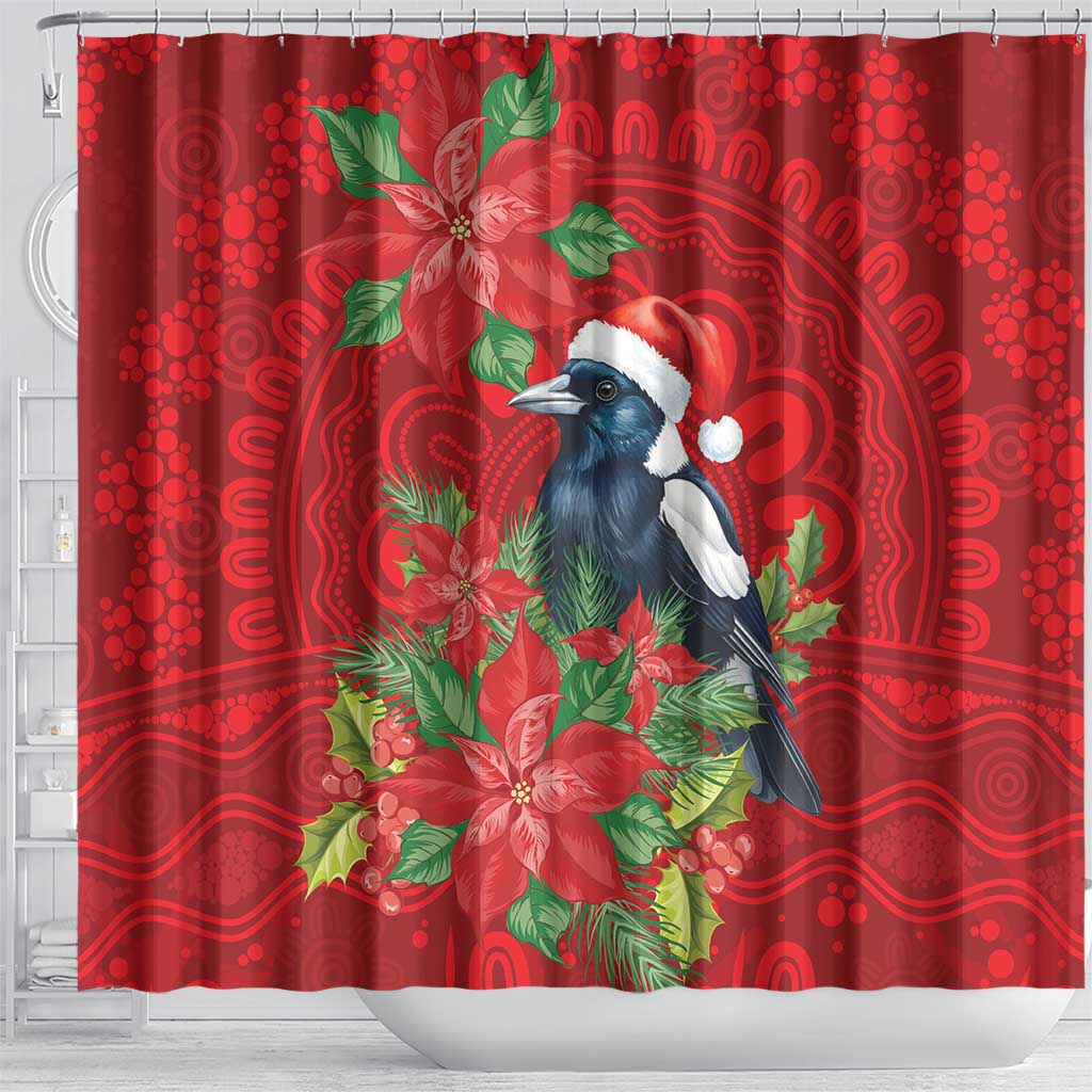 Australian Magpie Shower Curtain Aboriginal Inspired Christmas - Aussie Hoodie