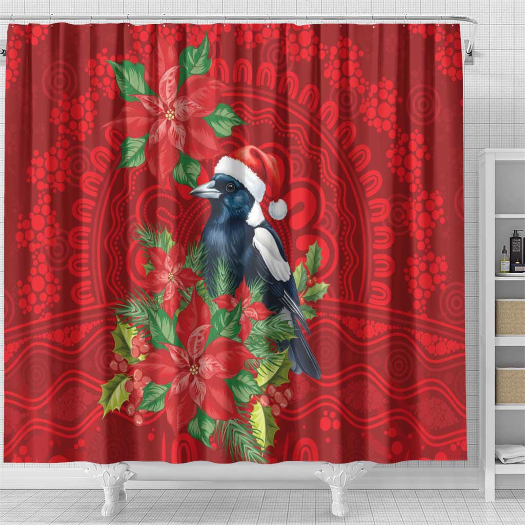 Australian Magpie Shower Curtain Aboriginal Inspired Christmas - Aussie Hoodie