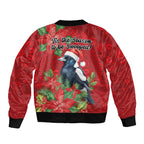 Australian Magpie Sleeve Zip Bomber Jacket Aboriginal Inspired Christmas - Aussie Hoodie