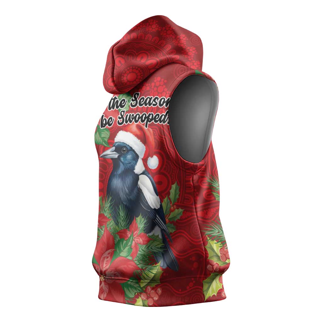 Australian Magpie Sleeveless Hoodie Aboriginal Inspired Christmas - Aussie Hoodie