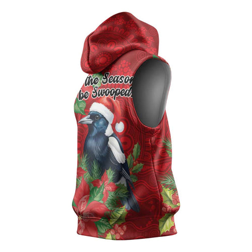 Australian Magpie Sleeveless Hoodie Aboriginal Inspired Christmas - Aussie Hoodie