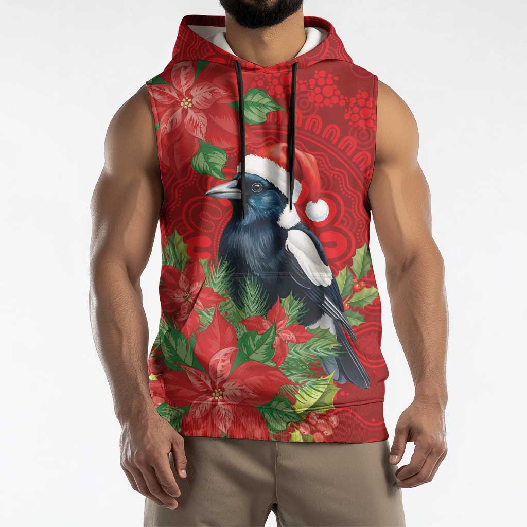 Australian Magpie Sleeveless Hoodie Aboriginal Inspired Christmas - Aussie Hoodie