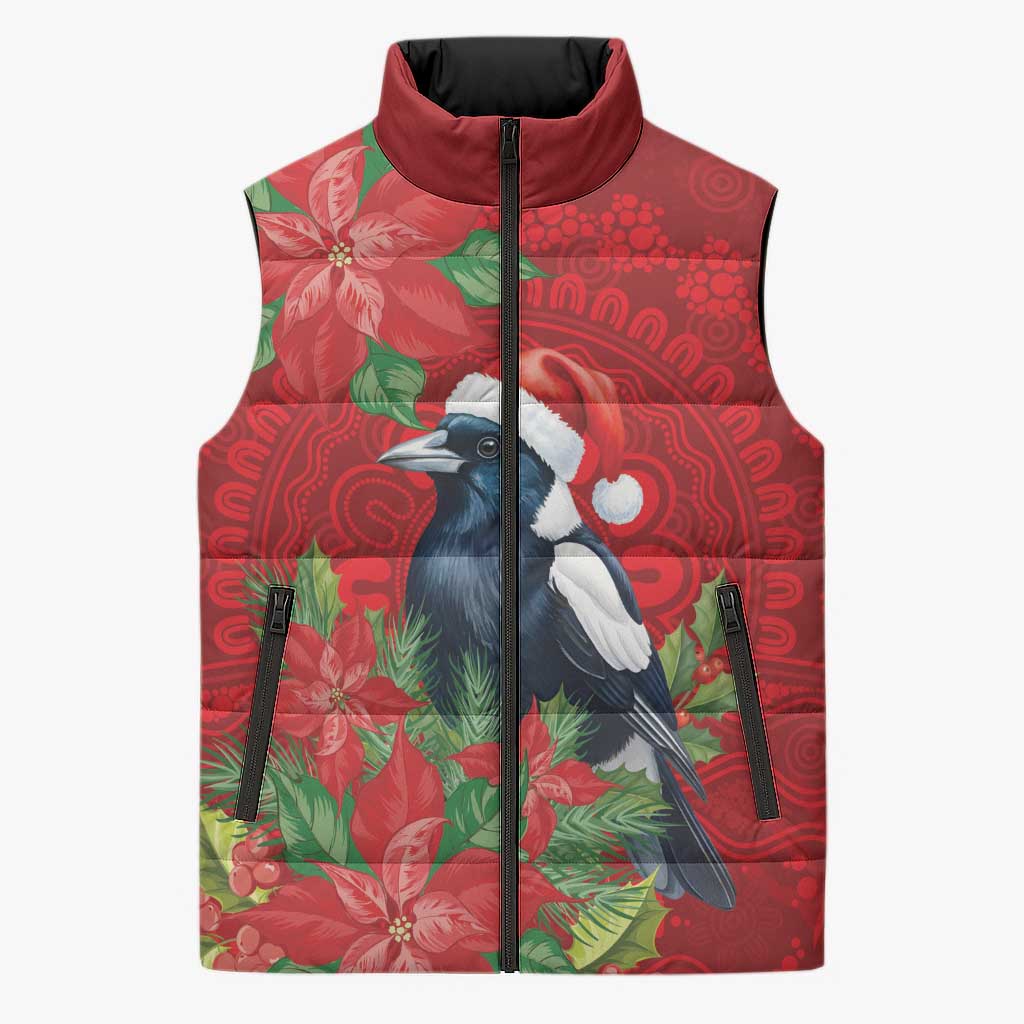 Australian Magpie Sleeveless Puffer Jacket Aboriginal Inspired Christmas - Aussie Hoodie