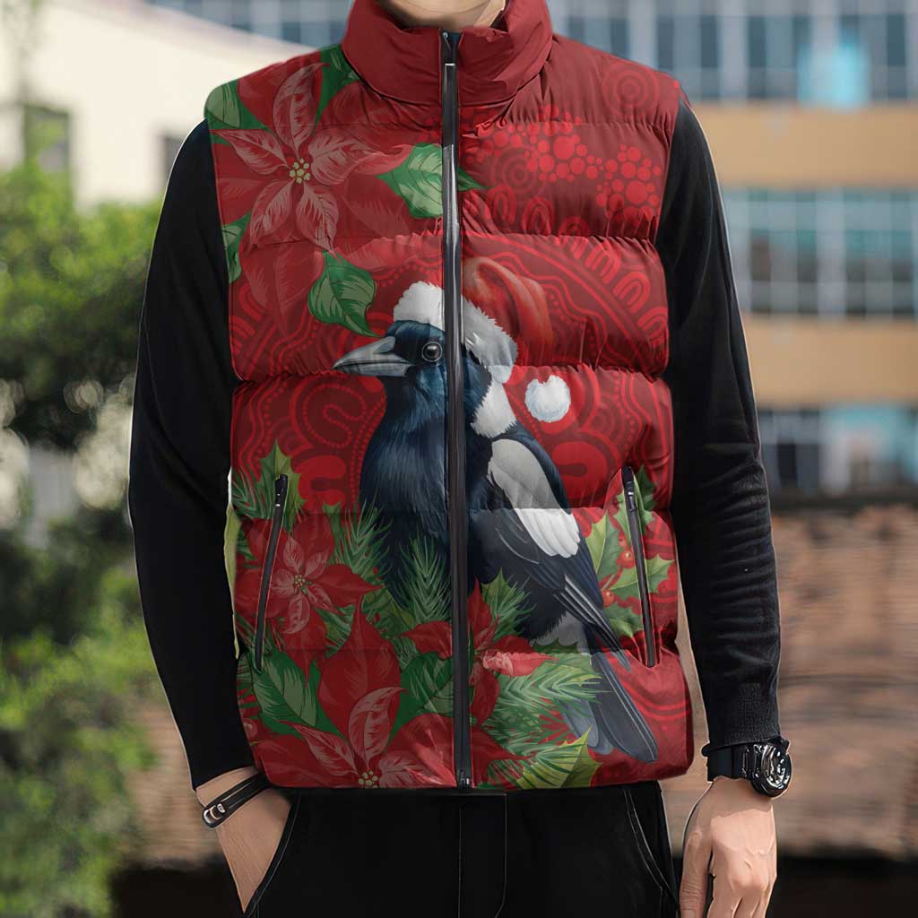 Australian Magpie Sleeveless Puffer Jacket Aboriginal Inspired Christmas - Aussie Hoodie
