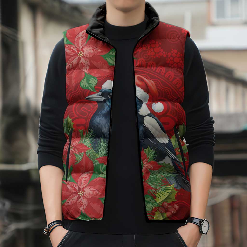 Australian Magpie Sleeveless Puffer Jacket Aboriginal Inspired Christmas - Aussie Hoodie