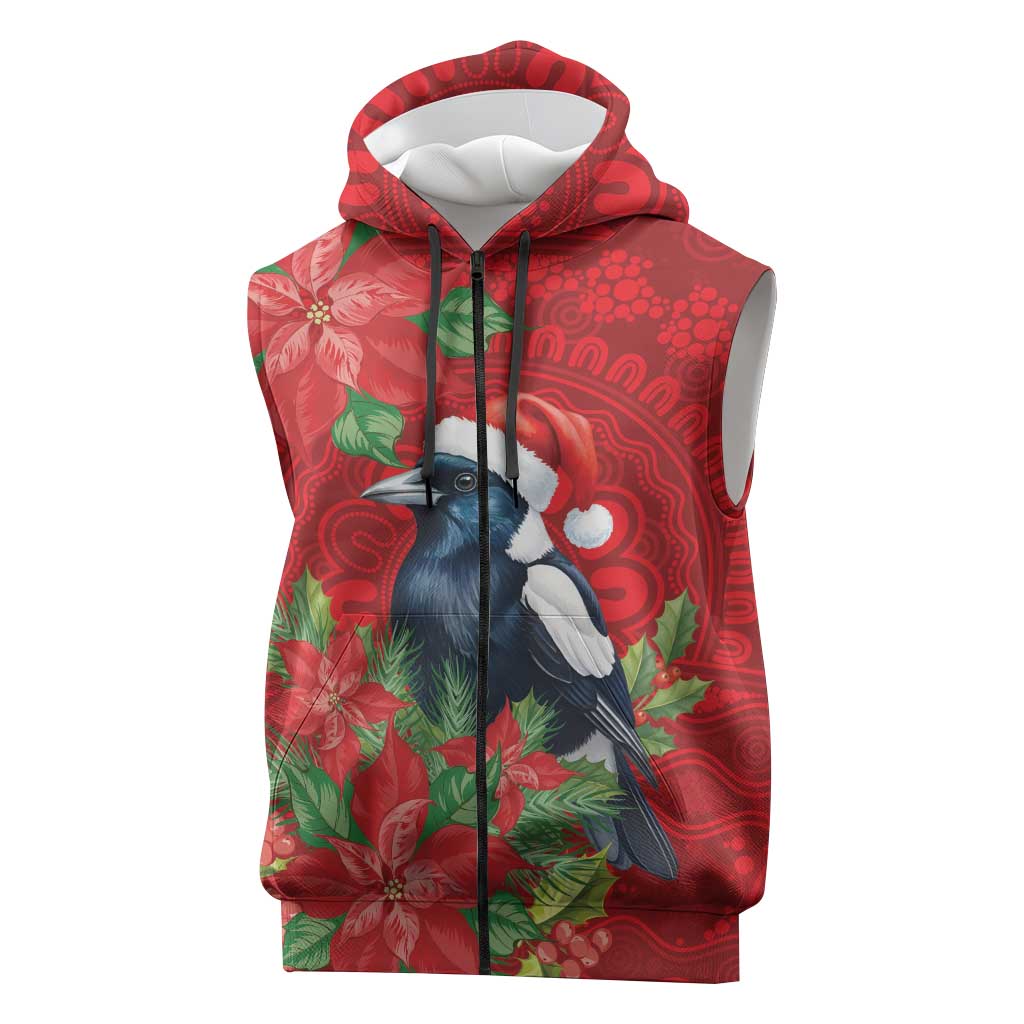 Australian Magpie Sleeveless Zip Hoodie Aboriginal Inspired Christmas LT9