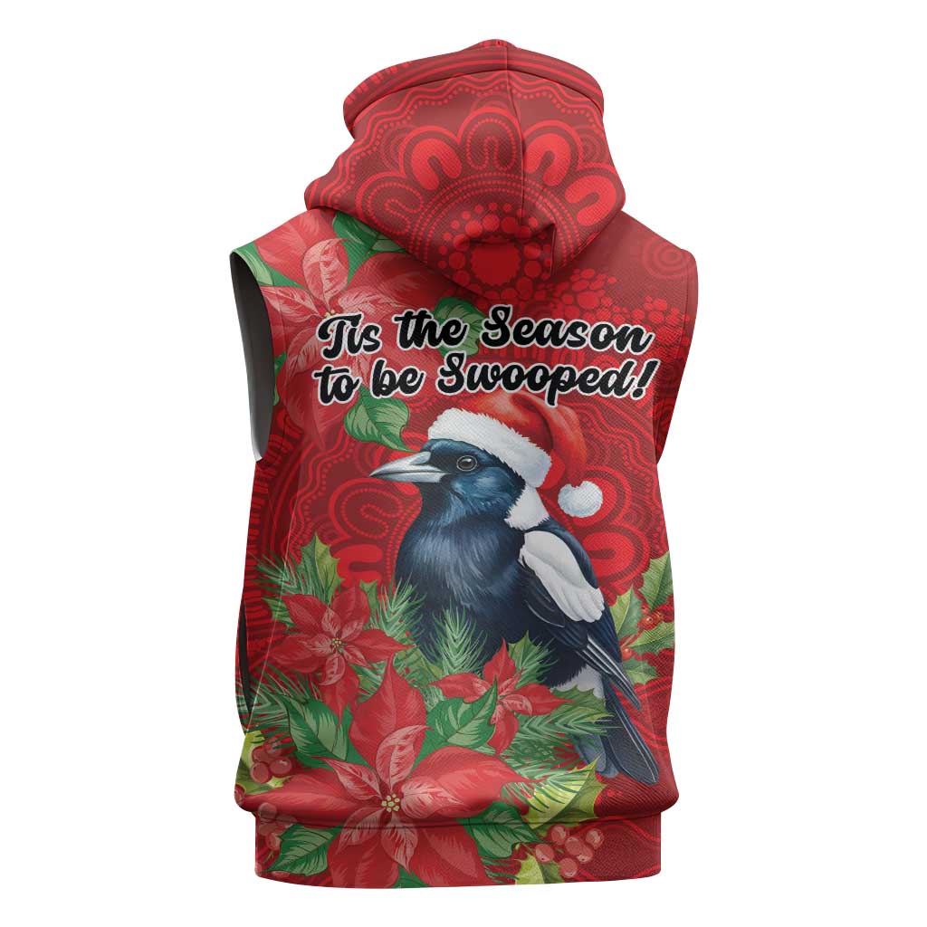Australian Magpie Sleeveless Zip Hoodie Aboriginal Inspired Christmas LT9