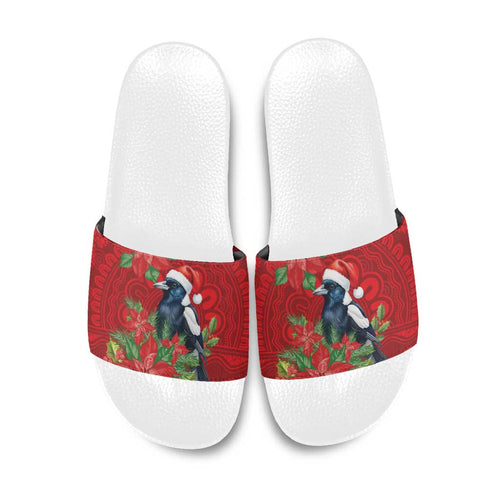 Australian Magpie Slide Sandals Aboriginal Inspired Christmas - Aussie Hoodie