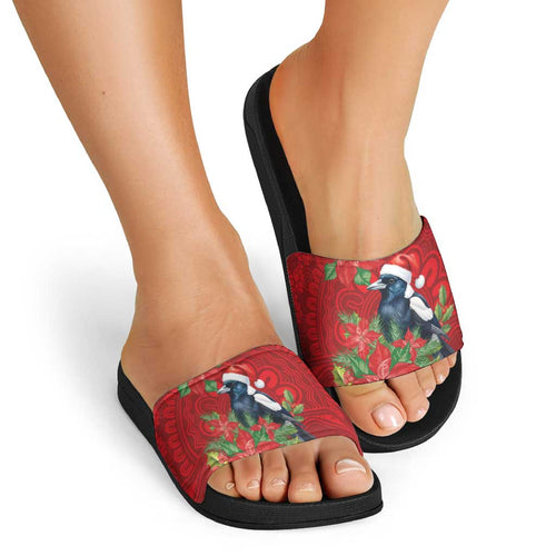 Australian Magpie Slide Sandals Aboriginal Inspired Christmas - Aussie Hoodie