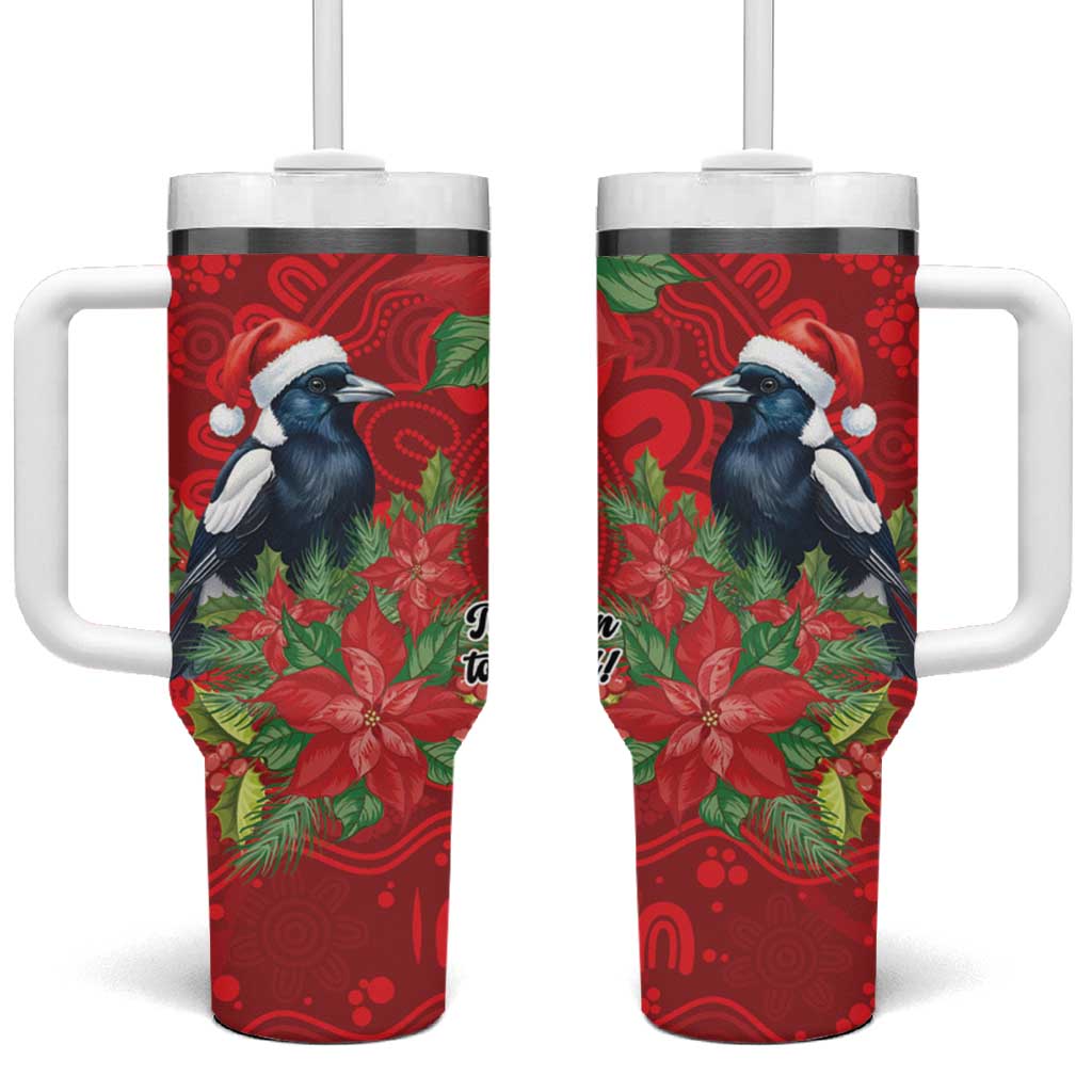 Australian Magpie Tumbler With Handle Aboriginal Inspired Christmas - Aussie Hoodie