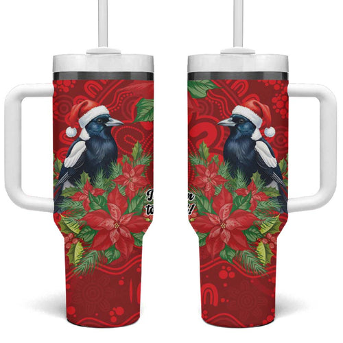 Australian Magpie Tumbler With Handle Aboriginal Inspired Christmas - Aussie Hoodie