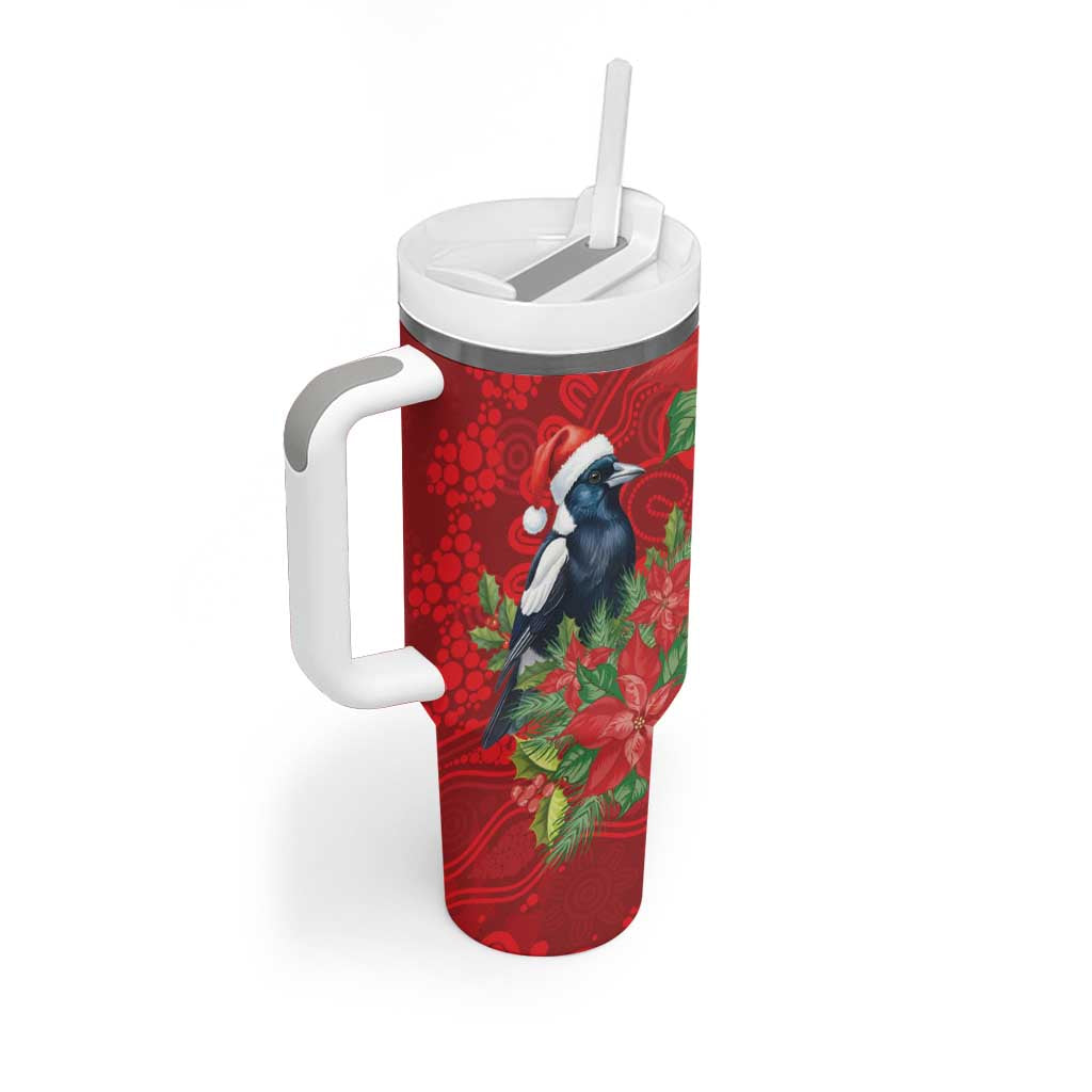 Australian Magpie Tumbler With Handle Aboriginal Inspired Christmas - Aussie Hoodie