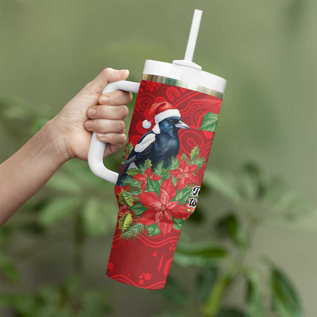 Australian Magpie Tumbler With Handle Aboriginal Inspired Christmas - Aussie Hoodie