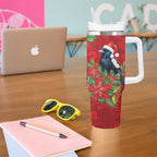 Australian Magpie Tumbler With Handle Aboriginal Inspired Christmas - Aussie Hoodie