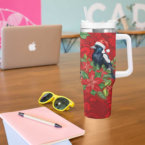Australian Magpie Tumbler With Handle Aboriginal Inspired Christmas - Aussie Hoodie