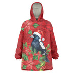 Australian Magpie Wearable Blanket Hoodie Aboriginal Inspired Christmas - Aussie Hoodie