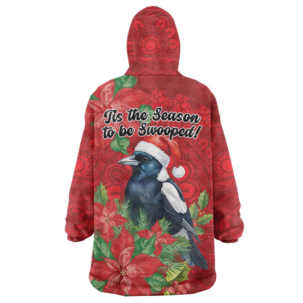 Australian Magpie Wearable Blanket Hoodie Aboriginal Inspired Christmas - Aussie Hoodie