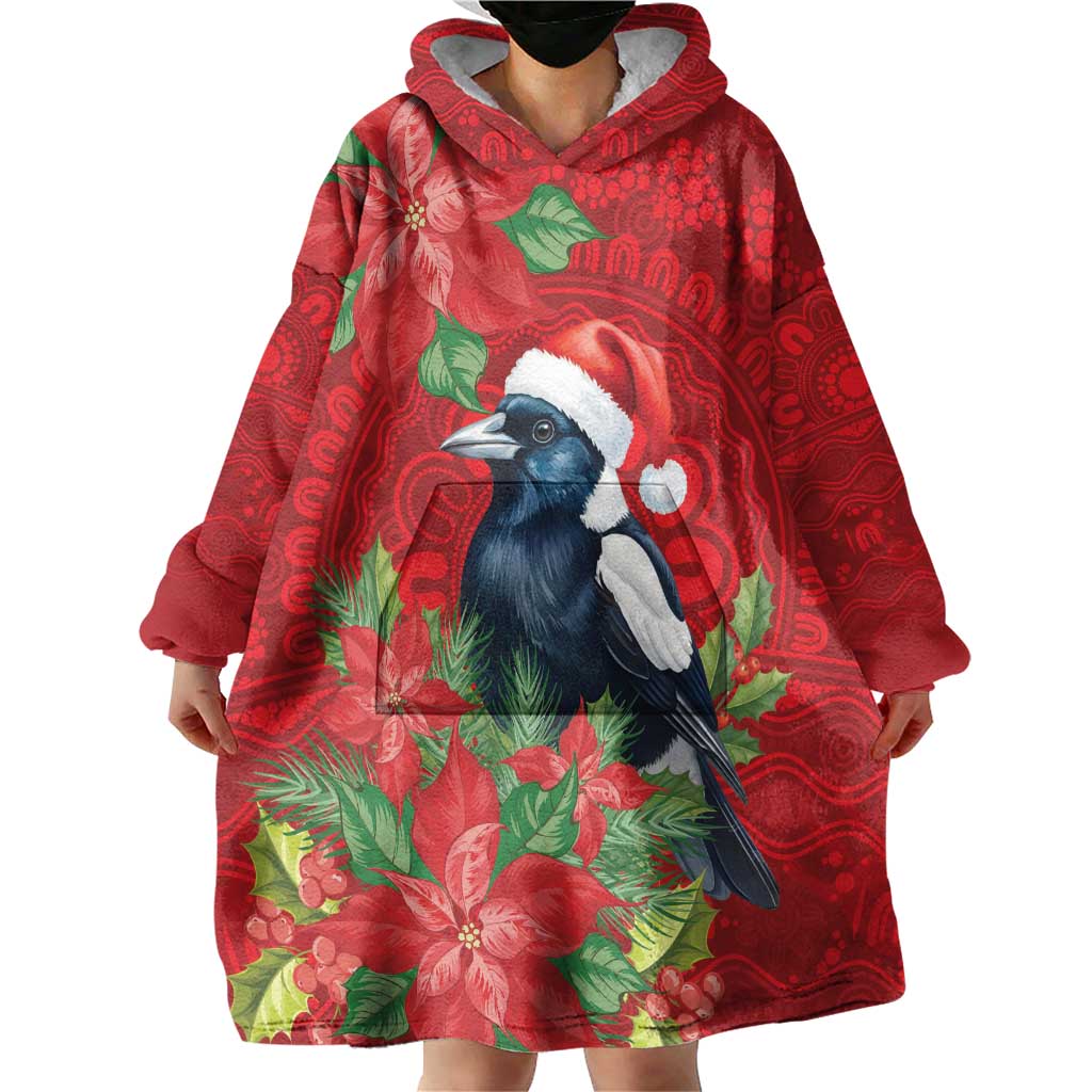 Australian Magpie Wearable Blanket Hoodie Aboriginal Inspired Christmas - Aussie Hoodie