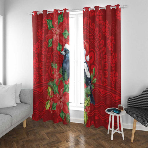 Australian Magpie Window Curtain Aboriginal Inspired Christmas - Aussie Hoodie