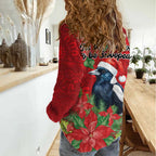 Australian Magpie Women Casual Shirt Aboriginal Inspired Christmas - Aussie Hoodie