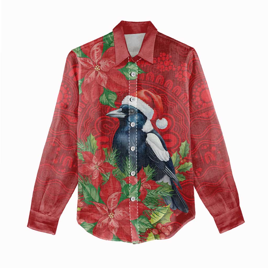 Australian Magpie Women Casual Shirt Aboriginal Inspired Christmas - Aussie Hoodie