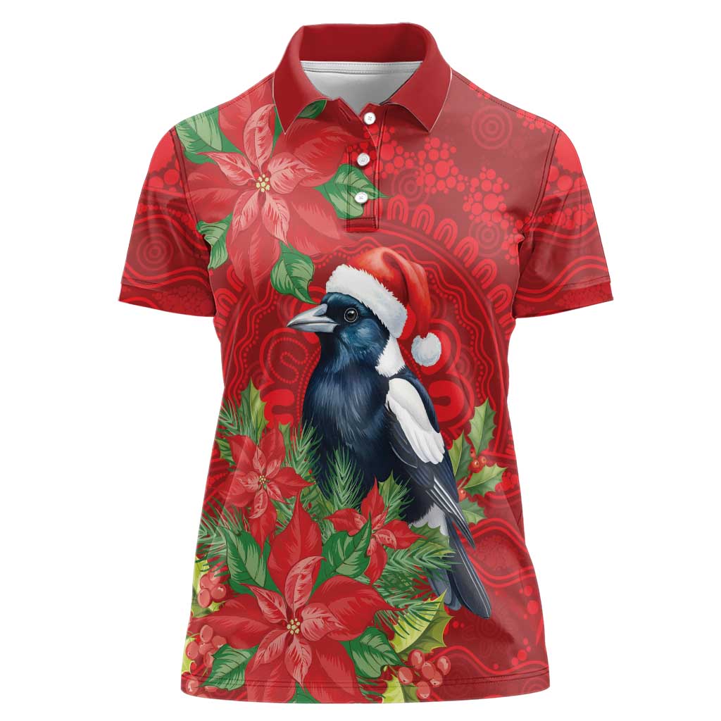 Australian Magpie Women Polo Shirt Aboriginal Inspired Christmas - Aussie Hoodie