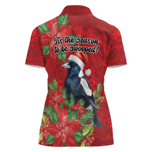 Australian Magpie Women Polo Shirt Aboriginal Inspired Christmas - Aussie Hoodie