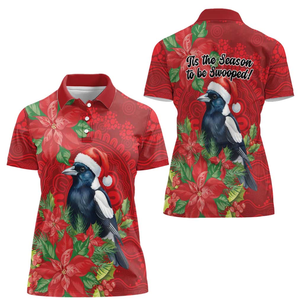 Australian Magpie Women Polo Shirt Aboriginal Inspired Christmas - Aussie Hoodie