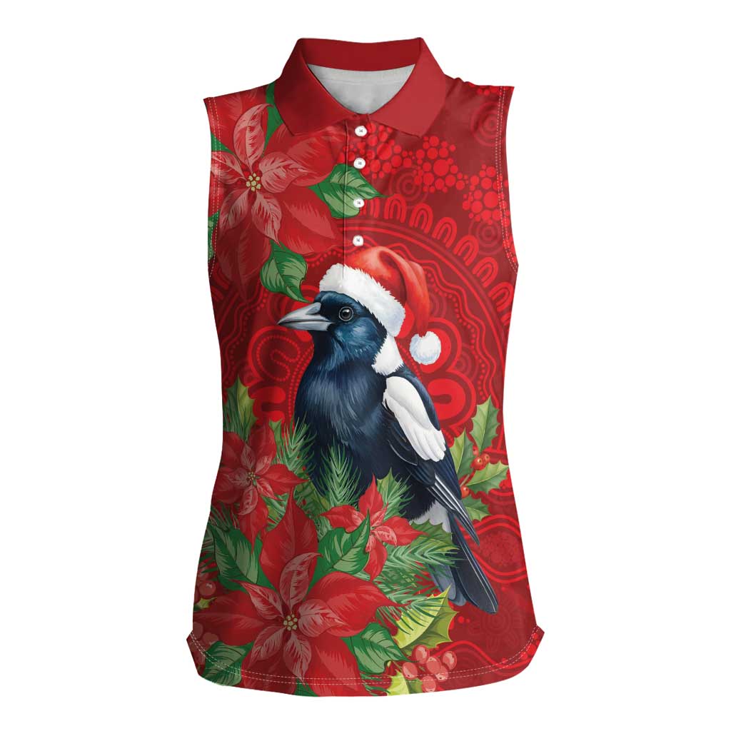 Australian Magpie Women Sleeveless Polo Shirt Aboriginal Inspired Christmas - Aussie Hoodie