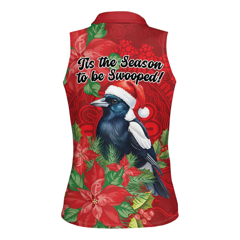 Australian Magpie Women Sleeveless Polo Shirt Aboriginal Inspired Christmas - Aussie Hoodie
