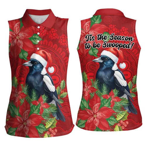 Australian Magpie Women Sleeveless Polo Shirt Aboriginal Inspired Christmas - Aussie Hoodie