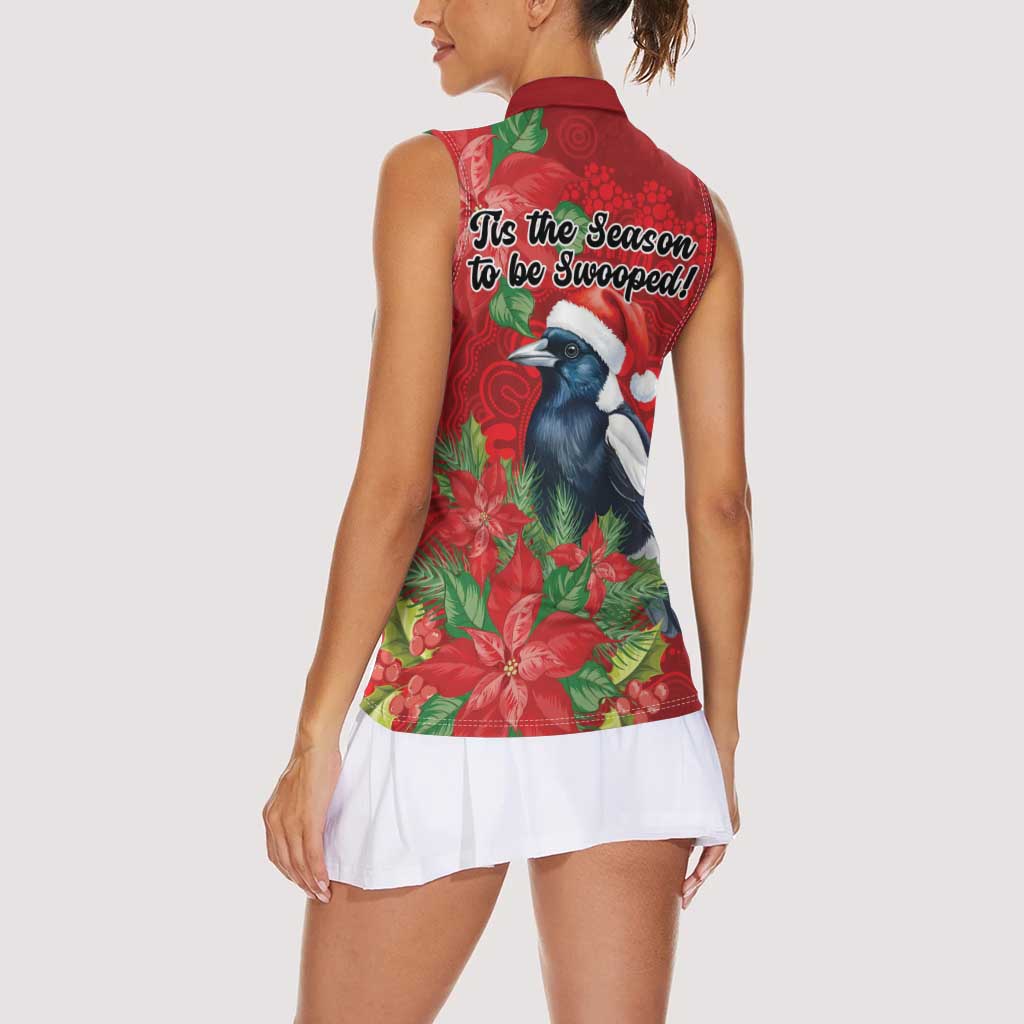 Australian Magpie Women Sleeveless Polo Shirt Aboriginal Inspired Christmas - Aussie Hoodie