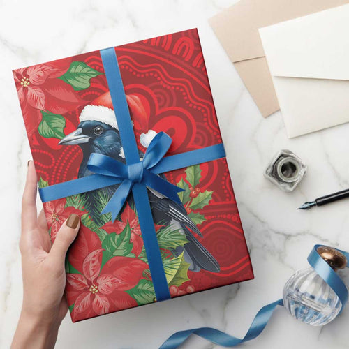 Australian Magpie Wrapping Paper Aboriginal Inspired Christmas - Aussie Hoodie