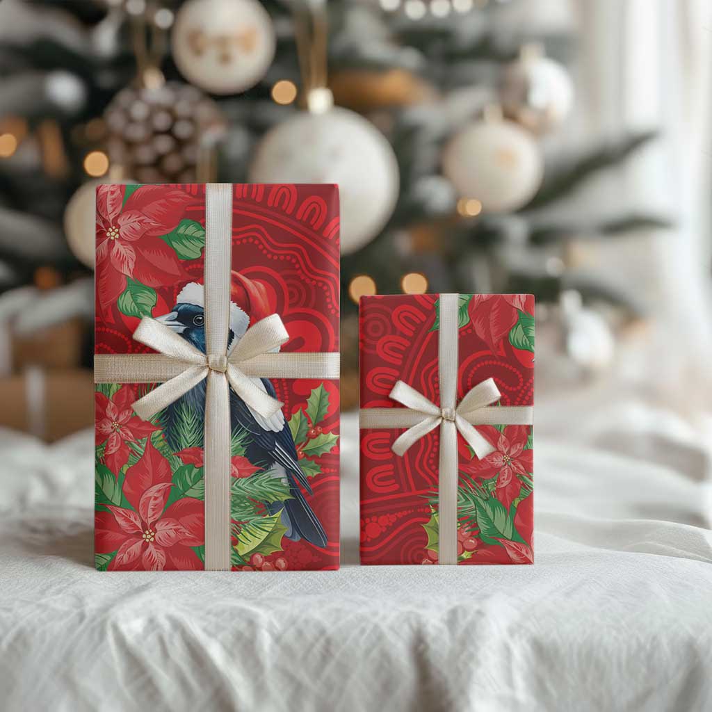 Australian Magpie Wrapping Paper Aboriginal Inspired Christmas - Aussie Hoodie
