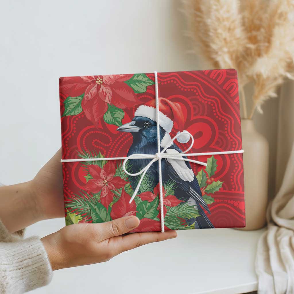 Australian Magpie Wrapping Paper Aboriginal Inspired Christmas - Aussie Hoodie