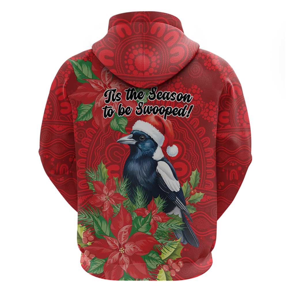 Australian Magpie Zip Hoodie Aboriginal Inspired Christmas - Aussie Hoodie