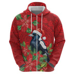 Australian Magpie Zip Hoodie Aboriginal Inspired Christmas - Aussie Hoodie