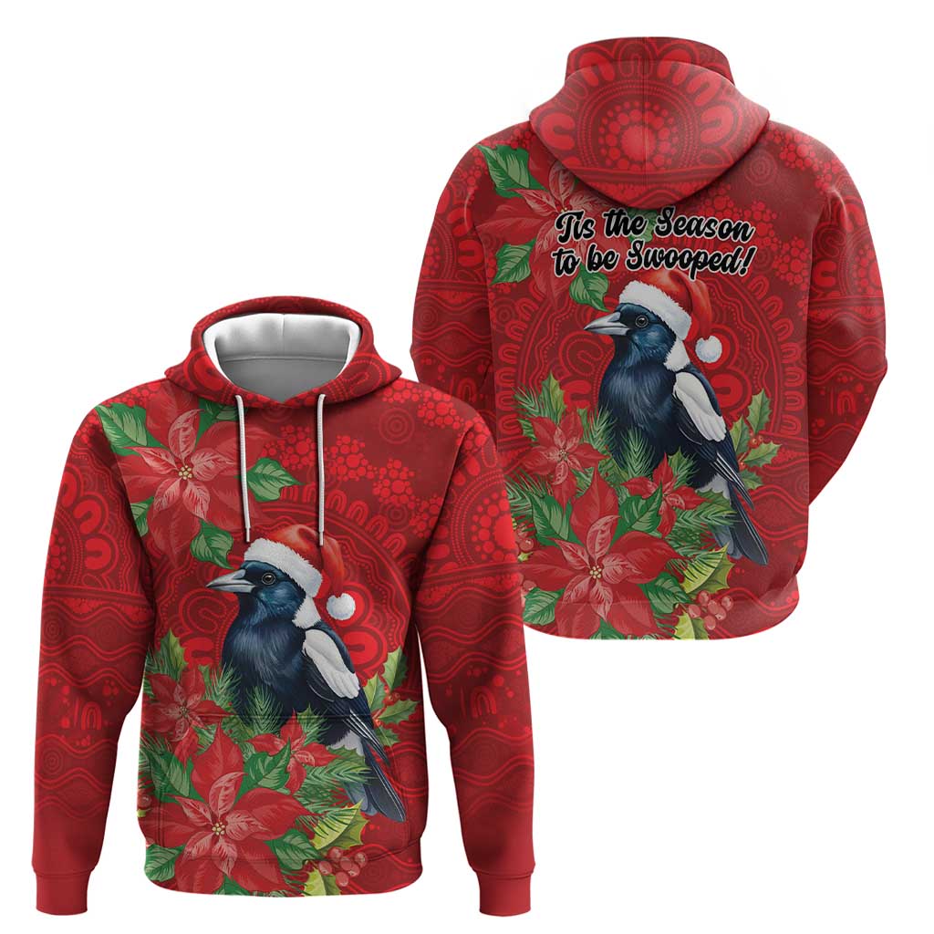 Australian Magpie Zip Hoodie Aboriginal Inspired Christmas - Aussie Hoodie