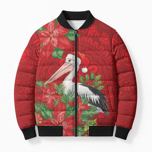 Australian Pelican Bomber Puffer Jacket Aboriginal Inspired Christmas - Aussie Hoodie