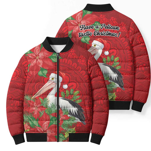 Australian Pelican Bomber Puffer Jacket Aboriginal Inspired Christmas - Aussie Hoodie