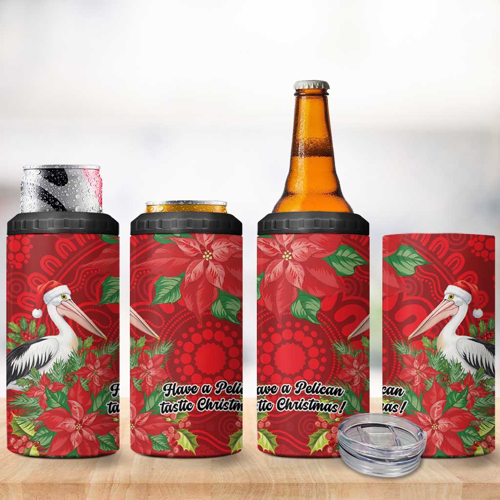Australian Pelican 4 in 1 Can Cooler Tumbler Aboriginal Inspired Christmas - Aussie Hoodie