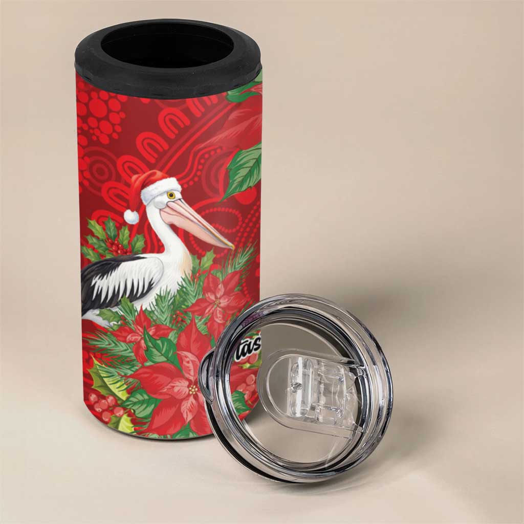 Australian Pelican 4 in 1 Can Cooler Tumbler Aboriginal Inspired Christmas - Aussie Hoodie