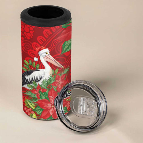 Australian Pelican 4 in 1 Can Cooler Tumbler Aboriginal Inspired Christmas - Aussie Hoodie